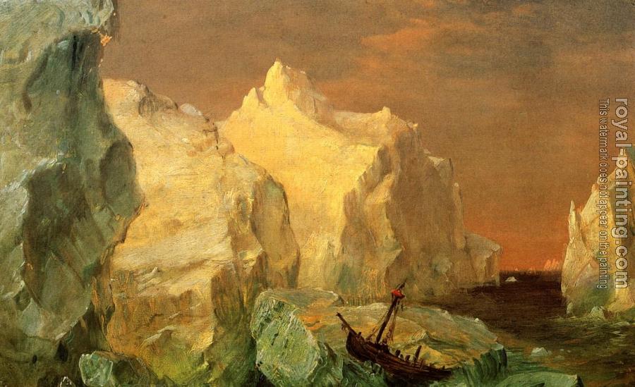 Frederic Edwin Church : Icebergs and Wreck in Sunset